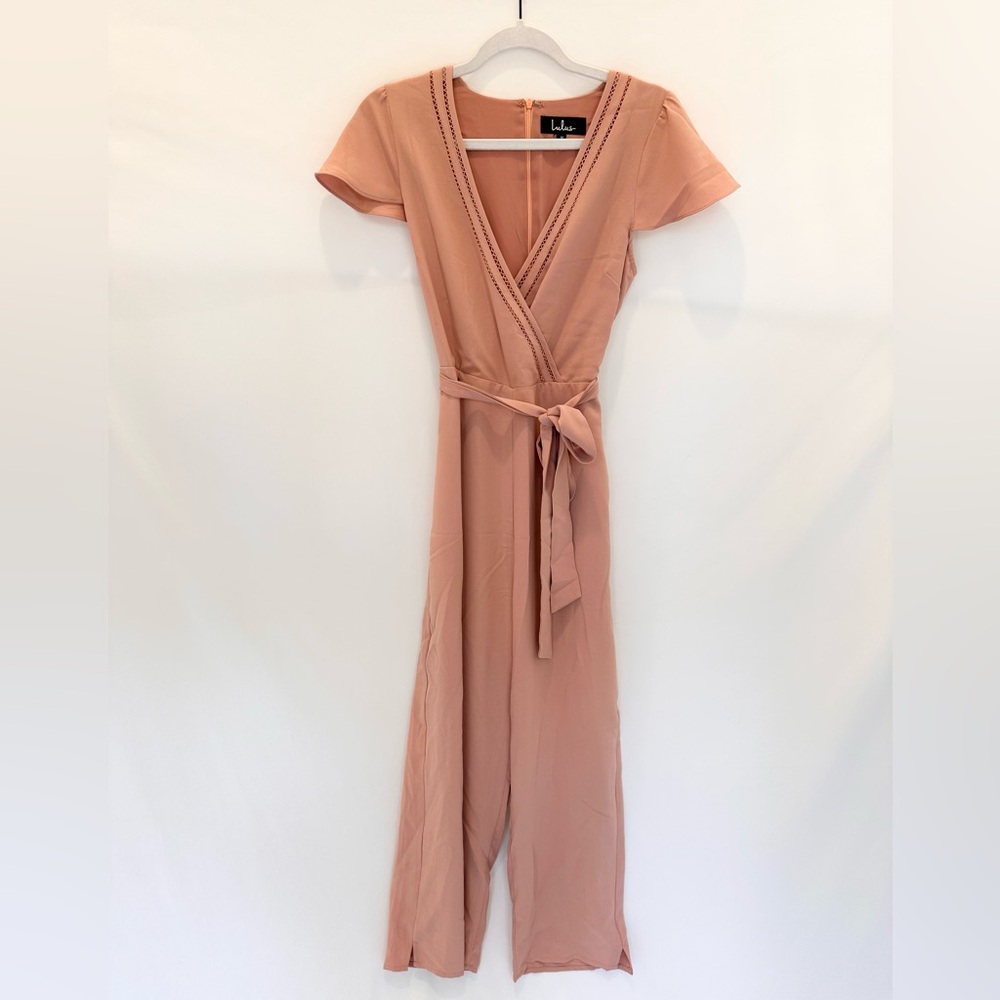 Lulu's Blush Pink Wrap Jumpsuit